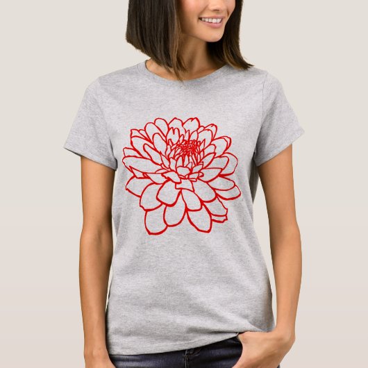Chrysanthemum Zeichnend - Rot T-Shirt (Vorderseite)