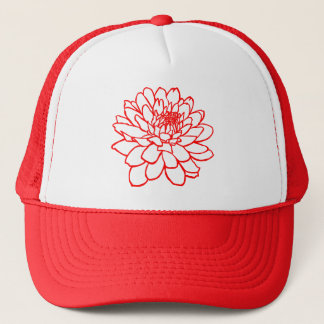 Chrysanthemum Zeichnend - Rot Truckerkappe