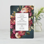 Chrysanthemum zur Aquamarinen Hochzeit Einladung (Stehend Vorderseite)