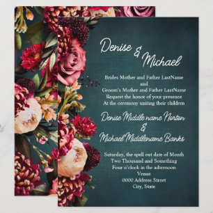 Chrysanthemum zur Aquamarinen Hochzeit Einladung