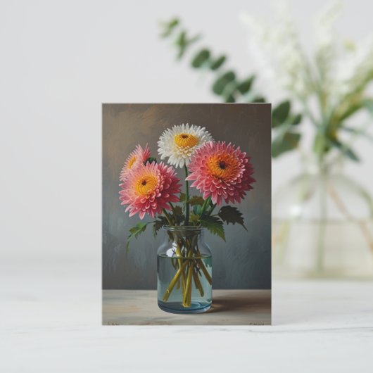 ChrysanthemumBlume Postkarte (Stehend Vorderseite)