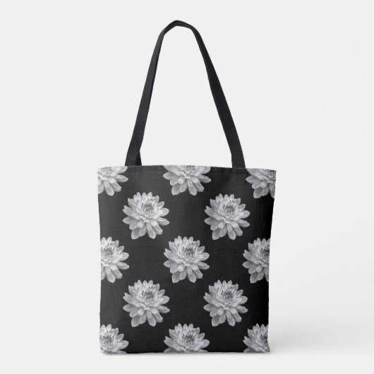 Chrysanthemummuster - Monochrom und Schwarz Tasche (Rückseite)
