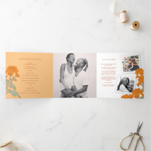 Chrysanthemumorange Blume zeichnend Dreifach-gefaltete Programmkarte