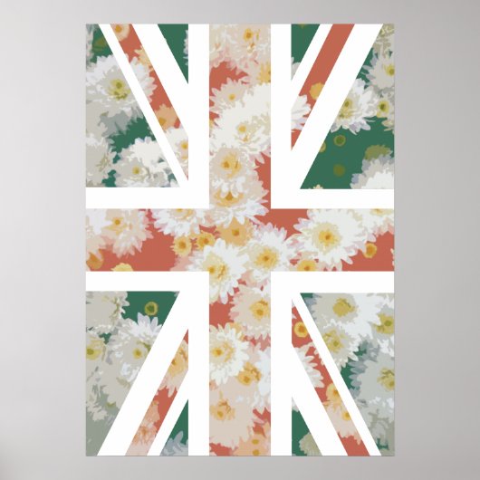 Chrysanthemums Blume Union Jack British (UK) Flag Poster (Vorne)