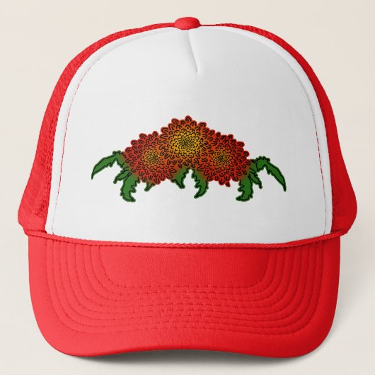 Chrysanthemums Motif Truckerkappe (Vorderseite)