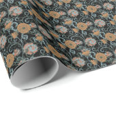 Chrysanthemums Schwarzer Hintergrund, floral Vinta Geschenkpapier (Rolleneckpunkt)