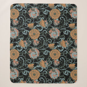 Chrysanthemums Schwarzer Hintergrund, floral Vinta Sherpadecke