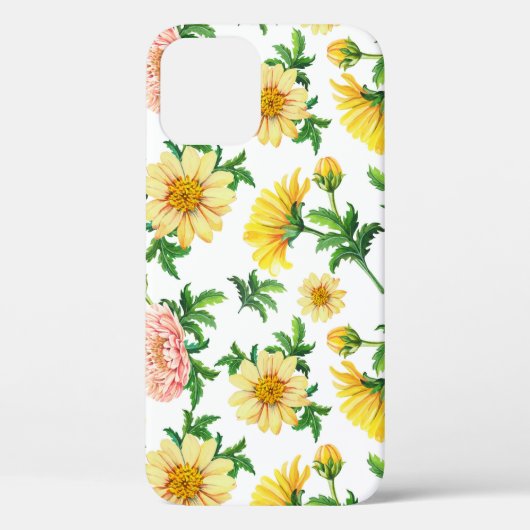 Chrysanthemums Wasserfarbe: Nahtloses Blumendesign Case-Mate iPhone Hülle (Rückseite)