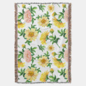 Chrysanthemums Wasserfarbe: Nahtloses Blumendesign Decke (Vorderseite Vertikal)