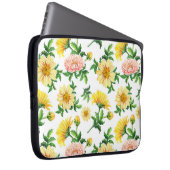 Chrysanthemums Wasserfarbe: Nahtloses Blumendesign Laptopschutzhülle (Vorne Rechts)