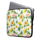 Chrysanthemums Wasserfarbe: Nahtloses Blumendesign Laptopschutzhülle (Vorderseite Links)