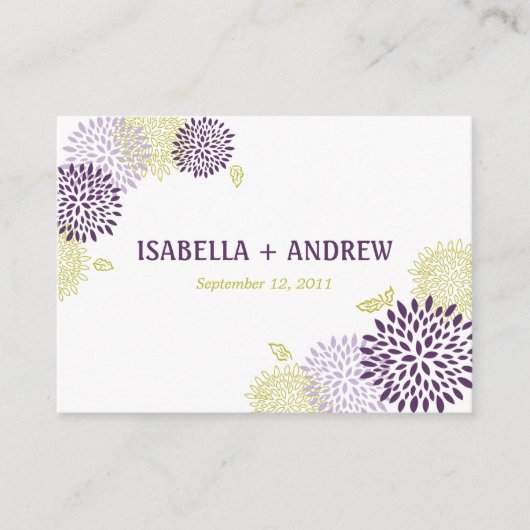 Chrysanthemums Wedding Directions Chubby Begleitkarte (Vorderseite)