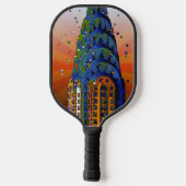 Chrysler Gebäude #5 - Psychedelic Style Pickleball Schläger (Rückseite)