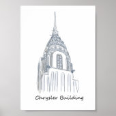 Chrysler Gebäude Black and White Sketch Poster (Vorne)