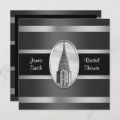 Chrysler Gebäude Dusche laden Schwarz, Silber ein Einladung (Vorne/Hinten)