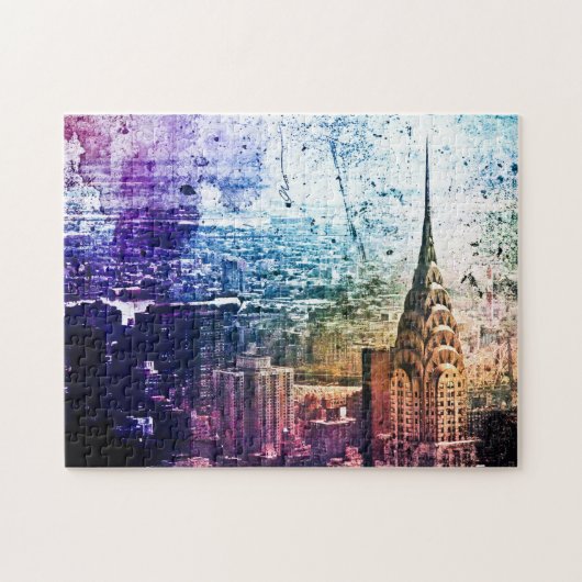 Chrysler-Gebäude - Farbe Splattered - New York Puzzle (Horizontal)