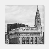 Chrysler Gebäude, Flatiron, Clouds B&W Magnet (Vorne)