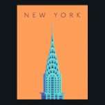 Chrysler Gebäude New York Art Deco - Text Orange Poster<br><div class="desc">Minimale Darstellung des Chrysler Gebäude in New York,  Art-Déco-Wolkenkratzer an der East Side of Midtown Manhattan.</div>