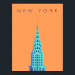 Chrysler Gebäude New York Art Deco - Text Orange Poster<br><div class="desc">Minimale Darstellung des Chrysler Gebäude in New York,  Art-Déco-Wolkenkratzer an der East Side of Midtown Manhattan.</div>
