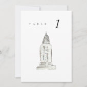 Chrysler Gebäude New York Wedding Tischnummer (Vorderseite)