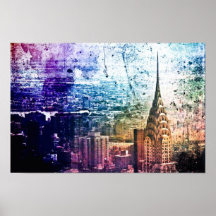 Chrysler Gebäude - Paint Splattered - New York Poster