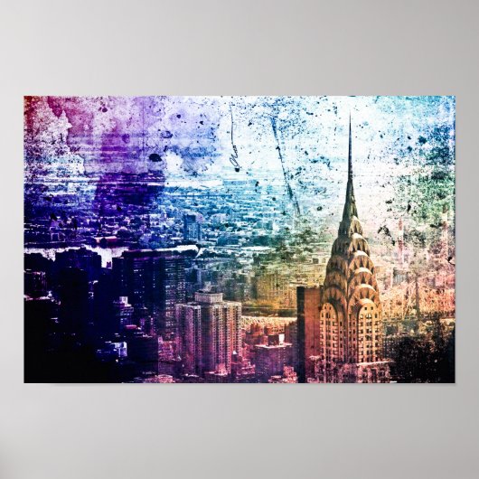 Chrysler Gebäude - Paint Splattered - New York Poster (Vorne)