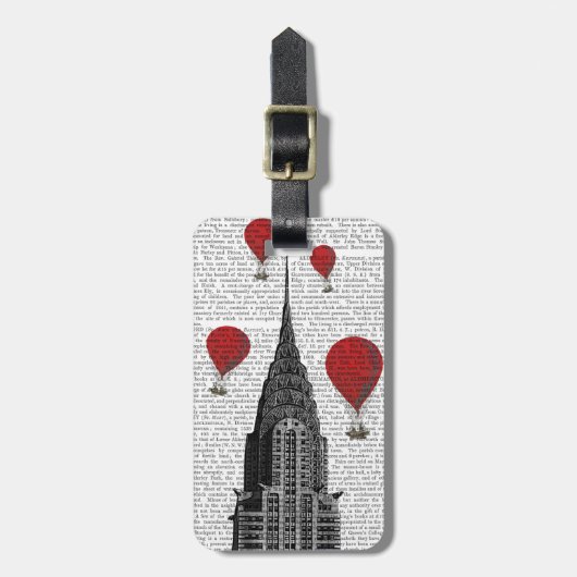 Chrysler Gebäude und Red Hot Air Balloons Gepäckanhänger (Vorderseite vertikal)