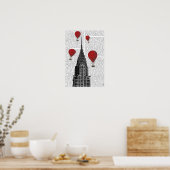Chrysler Gebäude und Red Hot Air Balloons Poster (Küche)