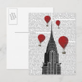 Chrysler Gebäude und Red Hot Air Balloons Postkarte (Vorne/Hinten)
