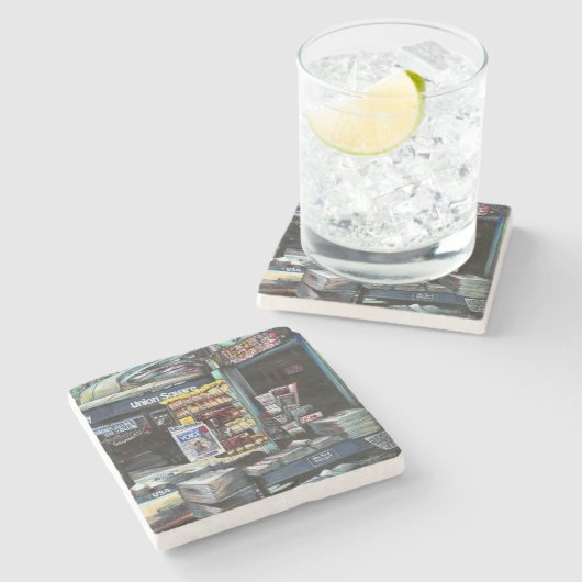 Chrysocolia Morning, Gewerkschaft Square, NYC Steinuntersetzer (Seitenansicht)