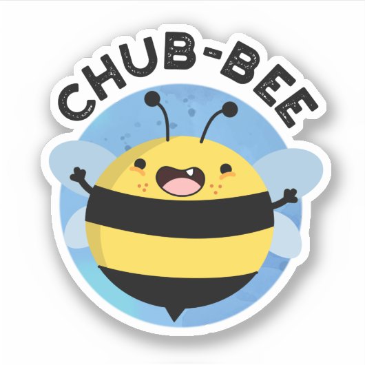 Chub-Bee Funny Chubby Bee Pun Aufkleber (Vorderseite)