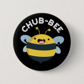 Chub-bee Funny Chubby Bee Pun Dark BG Button (Vorderseite)