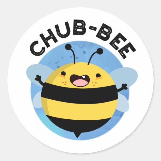 Chub-Bee Funny Chubby Bee Pun Runder Aufkleber (Vorderseite)