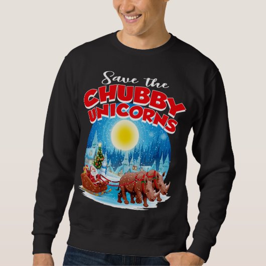 Chubbies Rettete The Chubby Unicorns Rhino Weihnac Sweatshirt (Vorderseite)
