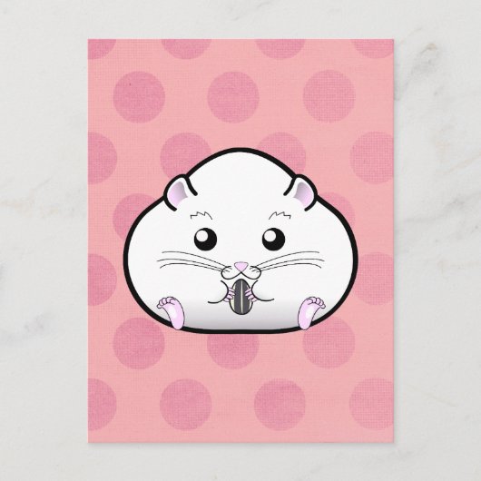Chubby All White Russian Zwarf Hamster Postkarte (Vorderseite)