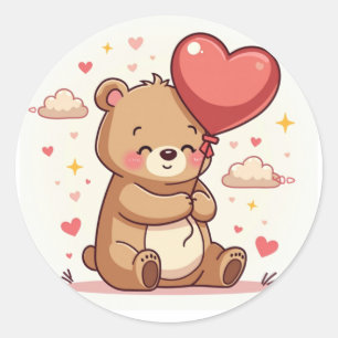 Chubby Bar Hugging Heart Balloon Runder Aufkleber