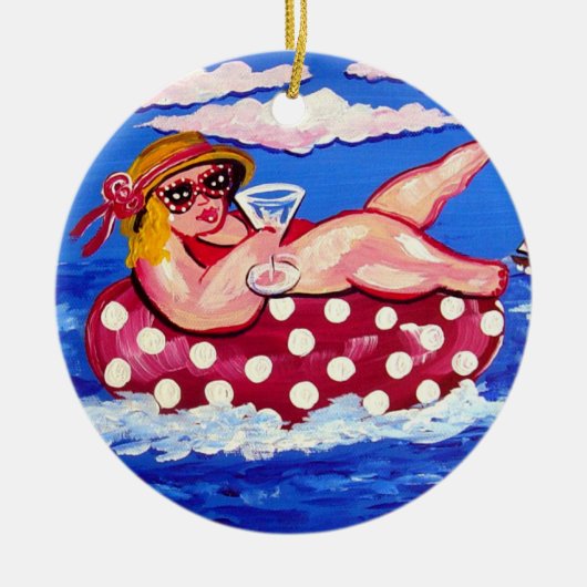 Chubby Beach Diva mit Martini Runder Ornament (Vorne)