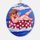 Chubby Beach Diva mit Martini Runder Ornament (Links)