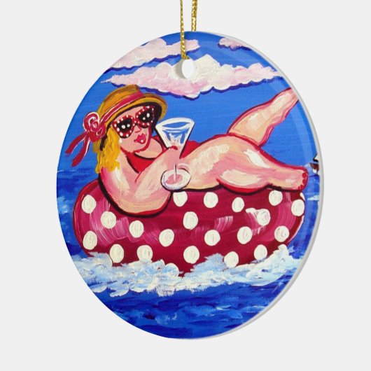 Chubby Beach Diva mit Martini Runder Ornament (Links)