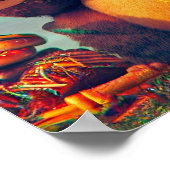 Chubby Bear Eating Cheeseburgers Poster (Ecke)