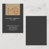 Chubby beige rote, schicke Monogramm-Visitenkarte Visitenkarte (Vorne/Hinten)