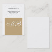 Chubby Beige Script Monogram White Business Card Visitenkarte (Vorne/Hinten)