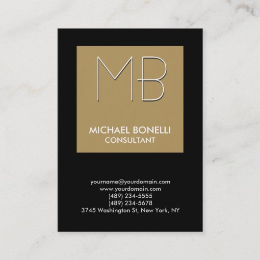 Chubby beige Streifen schwarze Hintergrundkarte Visitenkarte (Vorderseite)