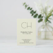 Chubby Beige Trendy Modern Monogram Business Card Visitenkarte (Stehend Vorderseite)