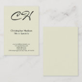 Chubby Beige Trendy Script Monogram Business Card Visitenkarte (Vorne/Hinten)