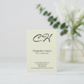 Chubby Beige Trendy Script Monogram Business Card Visitenkarte (Stehend Vorderseite)