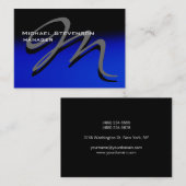 Chubby Black Blue Unigram Business Card Visitenkarte (Vorne/Hinten)