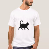 Chubby Black Cat Silhouette Walking T-Shirt (Vorderseite)