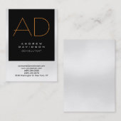 Chubby Black Orange Gray Monogram Business Card Visitenkarte (Vorne/Hinten)