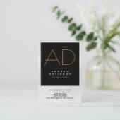 Chubby Black Orange Gray Monogram Business Card Visitenkarte (Stehend Vorderseite)